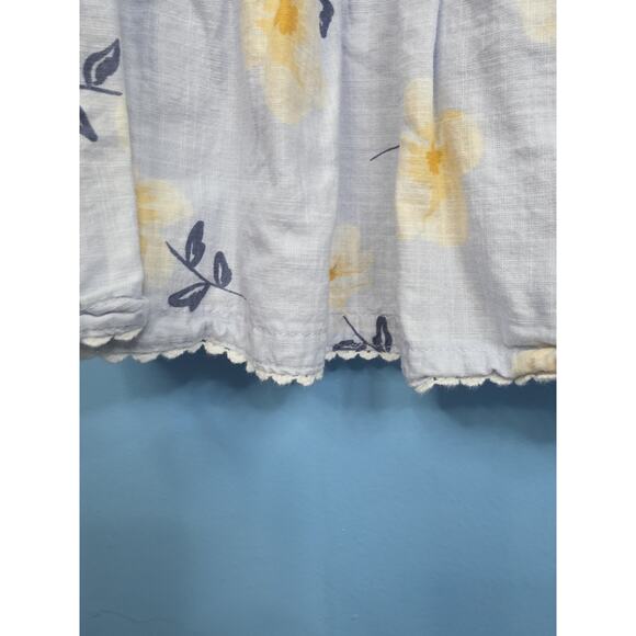 Girls 5T Joie Blue Floral Sleeveless Dress Buttom Back Scalloped Hem - Picture 2 of 5